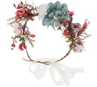AUTSUPPL Blumenkranz Haarschmuck Verstellbar für Bräute und Frauen Flower Headband mit Schleife Geeignet für Hochzeit Urlaub und Festivals Lebendige Farben und Realistische Blüten