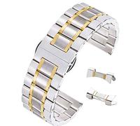 AUTULET Atemberaubendes Uhrenarmband aus gebürstetem Edelstahl mit geradem und gebogenem Ende, Zweifarbiges Silber und Gold, 20 mm, Armband