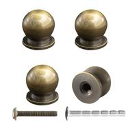 AUXBC Runde Mini-Knäufe aus massivem Messing, 16 mm Durchmesser, antikes Metall, Schrank-/Schubladengriffe, moderne Küchenkommode, Griff für Küche, Schmuckschatulle mit Schrauben, Bronze, 4 Stück