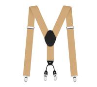 AUYAO Herren Hosenträger Hosenträger Herren Extra Stark Breit 3,5 Cm mit Sehr Starken 4 Clips Heavy Duty Men Braces Einstellbar Elastisch Einheitsgröße Hosenträger für Männer und Damen Y Form (Khaki)