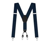 AUYAO Herren Hosenträger Hosenträger Herren Extra Stark Breit 3,5 Cm mit Sehr Starken 4 Clips Heavy Duty Men Braces Einstellbar Elastisch Einheitsgröße Hosenträger für Männer Damen Y Form (Marineblau)