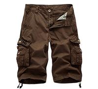 AUYUG Bermuda Shorts Männer Armee Baumwolle Kurze Hose Herren Cargo Shorts(Kaffee, 44)