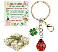 Auzlya Kleine Schlüsselanhänger Glücksbringer,Kleeblatt Glücksbringer Anhänger,glücksbringer Silvester,Neujahrsglücksbringer 2026,für Einschulung Prüfung Silvester Weihnachten,Viel Glück Geschenke