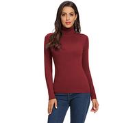 AVACOO Damen Rollkragenpullover Strickpullover Basic Super Soft Pullover 2025 Weinrot M 38