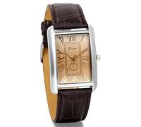 Avaner Herren Uhr Analoges Quarzwerk mit Braun Leder Armband und römischen Ziffern eckig Avaner01P