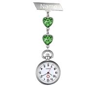 Avaner Krankenschwesteruhr Pflegeruhr Herz Design FOB Analog Quarzwerk Pulsuhr Ansteckuhr Unisex Silver Schwesternuhren mit Pin/Clip Set Ausziehbar Arzt Doktor Medical Taschenuhr
