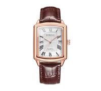 Avaner Leder Armbanduhr Herren Uhr: Quadratischem Gehäuse - Braunes Zifferblatt mit Römisches Ziffern - Analoge Quarzuhr für Männer