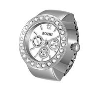 Avaner Ringuhr Modische Fingeruhr mit 3 kleine Zifferblätter Einfach Rund Fingerring Uhr mit elastischem Band Analog Quarz Ring Uhr Uhrenring für Herren Damen