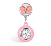 Avaner Schwesternuhr Schmetterling Analog Quarzwerk Krankenschwesteruhr aus Silikon Pflegeruhr Ansteckuhr FOB mit Clip Taschenuhr für Arzt Doktor Krankenschwester Damen Herren