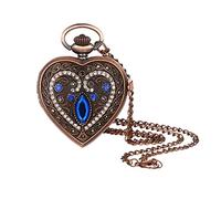 Avaner Taschenuhr Herz Form Design Uhr Damen Analog Quarzwerk Uhr Hohl Flügel Medaillon mit arabische Ziffern Silber für Damen Frauen als Muttertag Weihnachten Geschenk