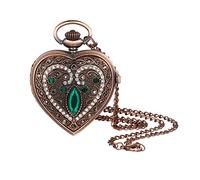 Avaner Taschenuhr Herz Form Design Uhr Damen Analog Quarzwerk Uhr Hohl Flügel Medaillon mit arabische Ziffern Silber für Damen Frauen als Muttertag Weihnachten Geschenk