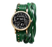 Avaner Uhren Damen Echtleder Vintage: Punk Motorraduhr Retro Armbanduhr mit Mathematischen Konzeptskala Doppelschicht Wickeluhr Vintage Analog Quarzuhr für Frauen