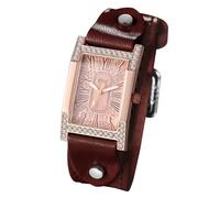 Avaner Uhren Damen Leder Diamant: Steampunk Manschette Armbanduhr Römische Ziffernskala Quadratische Rechteckige Uhren Vintage Analog Quarzuhr Leder Damenuhr als Geschenke für Frauen
