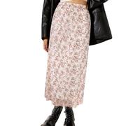 Avanova Ditsy Damen-Midirock, Blumenmuster, Bohemian-Stil, Netzstoff, elastisch, hohe Taille, fließender Sommer, Langer Rock, pink floral, Mittel