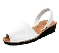Avarca Damen Keilsandalen Echtleder Sandalen mit Keilabsatz Abarca Menorquina Leder weiß 41
