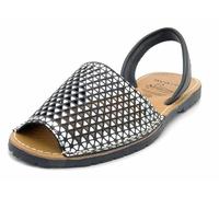 Avarca Damen Sandalen Leder Menorquina mit Loch-Muster spanische Barca Abarca Menorca Sommerschuhe Schwarz EU 40