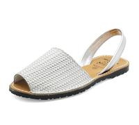 Avarca Damen Sandalen Leder Menorquina Sommerschuhe Metallic 3D Muster Echtleder Abarca Menorca Schuhe Silber 40