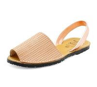 Avarca Damen Sandalen Leder Menorquina Sommerschuhe Metallic 3D Muster Echtleder Abarca Menorca Schuhe rosa pink Gold 42