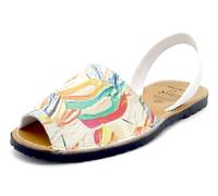 Avarca Damen Sandalen Leder Menorquina Sommerschuhe mit Muster bunt spanische Abarca Menorca Barca Schuhe Mehrfarbig EU 38