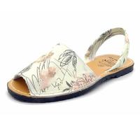 Avarca Damen Sandalen Leder Menorquina Sommerschuhe mit Muster spanische Abarca Menorca Barca Schuhe Beige EU 39