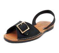 Avarca Damen Sandalen Leder Premium Nubuk Menorquina schwarz 38
