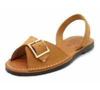 Avarca Damen Sandalen Nubuk Leder Menorquina mit Schnalle & Echtleder Decksohle gepolstert spanische Abarca Menorca Sommerschuhe braun 40
