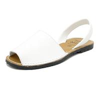 Avarca - Made In Spain - Echtleder Damen Sandalen einfarbig - schöne, Bequeme und praktische Menorca Ibiza Sommerschuhe Strandschuhe 201, 36 EU Schmal, Blanco (White)
