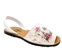 Avarca Sandalen Damen Leder Menorquina Menorca Schuhe flach Paris Eifel Turm Herz Echtleder Avarcas Sommersandalen beige 37