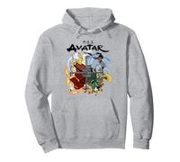 Avatar Die Legende von Korra Aang Roku Kyoshi Elements Bending Pullover Hoodie, Unisex für Erwachsene, Grau Meliert, S
