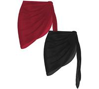 AVAYUU 2 Stück Damen Strand Wrap Sarong Vertuschung Chiffon Badeanzug Kurz Bikini Cover up Wickelröcke Leopard Blätter Kokospalme Sexy Pareos Strandtuch Strandkleid Tücher Sommer L-XXL