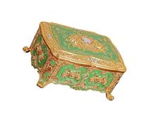 Avejjbaey Stilvolle Schmuck-Aufbewahrungsbox mit Rosenmuster, Zinc-Legierung mit verspiegelter Innenseite, perfekt für Ohrringe, Ringe, Glasplaner