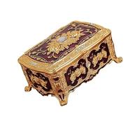 Avejjbaey Stilvolle Schmuck-Aufbewahrungsbox mit Rosenmuster, Zinc-Legierung mit verspiegelter Innenseite, perfekt für Ohrringe, Ringe, Glasplaner
