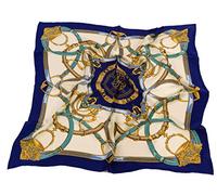 Avenella Edles SEIDENTUCH klassisch elegantes Design Türkis, Blau, Champagner, Gold, Damentuch Halstuch 100% Seide ca 88x88 cm