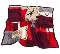 Avenella Edles SEIDENTUCH künstlerisches elegantes Design dunkles Bordeaux, Rot, Champagner, Silber, Weiss, Damentuch Halstuch 100% Seide ca 86x86 cm