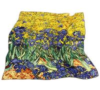 Avenella Edles SEIDENTUCH nach van Gogh SCHWERTLILIEN in künstlerischem Design Damentuch Halstuch aus 100% Seide ca. 88x88 cm