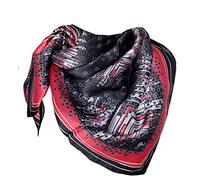 Avenella Hochwertiges SEIDENTUCH in elegantem Design, Hauptfarben: Schwarz Anthrazit Rot, Satin Tuch aus 100% Seide, 86x86 cm, Handrolliert