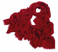 Avenella XXL Wollschal aus feiner Merinowolle (ca. 220x110 cm zzgl. 2x 1,5cm offene Fransen) unifarben sehr weicher Schal Tuch Stola aus 100% Wolle Damenschal einfarbig Rot