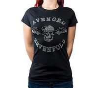 Avenged Seven Fold Damen Avenged Sevenfold Death Bat with Rhinestone Application T-Shirt, Schwarz, XXL