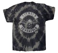 Avenged Sevenfold T Shirt Deathbat Crest Nue offiziell Herren Dip-Dye Charcoal