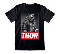 Offizielles Marvel Avengers Thor Foto Unisex Schwarz T-Shirt Gr. L, Schwarz