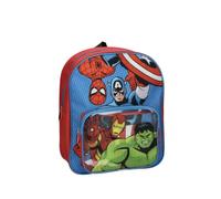 Avengers Marvel Kinderrucksack für Jungen und Mädchen, Schulrucksack in Rot und Blau, mit Fronttasche und Reißverschluss, verstellbare Träger, offizielles Lizenzprodukt, ideal für Kindergarten und