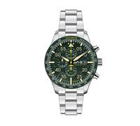 AVI-8 Hawker Hurricane Herren-Chronograph zum 90. Jahrestag, 45 mm, limitierte Auflage, Asphaltgrün, mit massivem Edelstahlarmband AV-4130-33, Tarmac Green