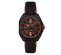 AVI-8 Bell X-1 Machbuster Automatikuhr für Herren, 41 mm, mit Gummi-/Lederarmband AV-4115, Schwarz (Jet Black), Machbuster Automatic
