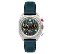 AVI-8 Bell X-1 Machbuster Chronograph für Herren, 41 mm, Lederarmband, AV-4118, Luftfahrtblau