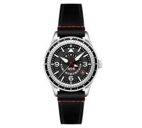 AVI-8 Flyboy Airmaster GMT Automatikuhr für Herren, 40 mm, mit Lederband, AV-4128, Motorschwarz
