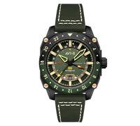 AVI-8 Hawker Hunter Atlas GMT Automatikuhr für Herren, 44 mm, mit Lederband, AV-4122, Amazon Green