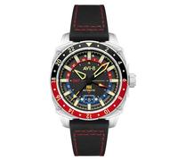 AVI-8 Hawker Hunter Atlas GMT Automatikuhr für Herren, 44 mm, mit Lederband, AV-4122, Devil Black, Armband