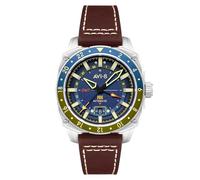 AVI-8 Hawker Hunter Atlas GMT Automatikuhr für Herren, 44 mm, mit Lederband, AV-4122, Erdblau