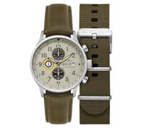 AVI-8 Hawker Hurricane Herren-Chronograph, 43,5 mm, mit Lederband, AV-4011, kakigrün