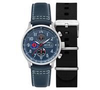 AVI-8 Hawker Hurricane Herren-Chronograph, 43,5 mm, mit Lederband, AV-4011, Opalblau